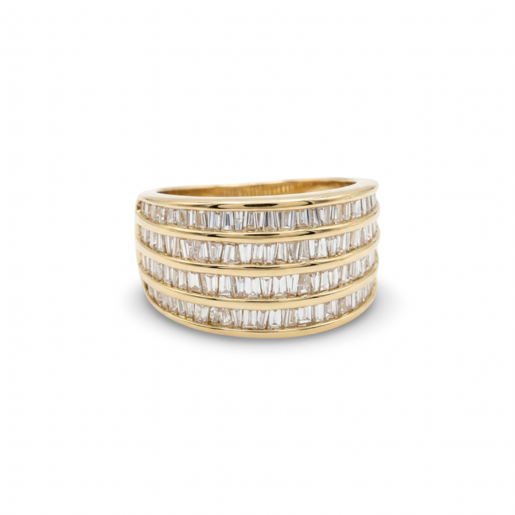 14K Yellow Gold Tapered Baguette 1 3/4 Carat Wide Band