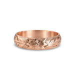 14K Rose Floral Hand Engraved Band