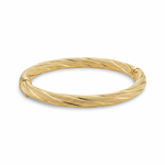14K Yellow Gold Oval Diamond Cut Cable Bangle Bracelet