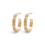 14K Rose & Yellow Gold Carved Floral Rose Hoops