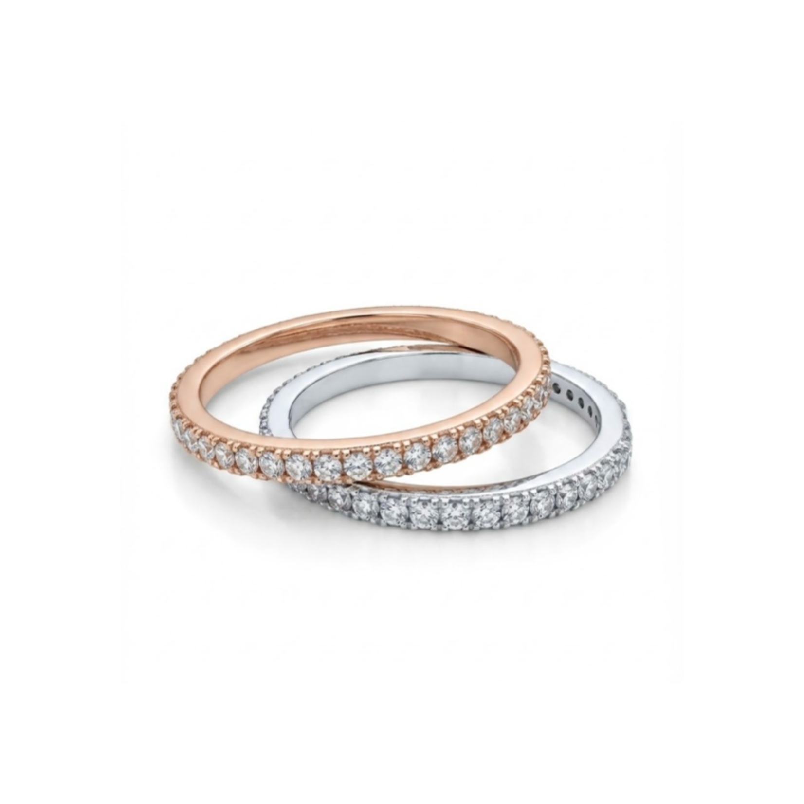 10K Rose & White Gold Diamond Band Set