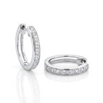 14K White Gold Medium Diamond Hoops
