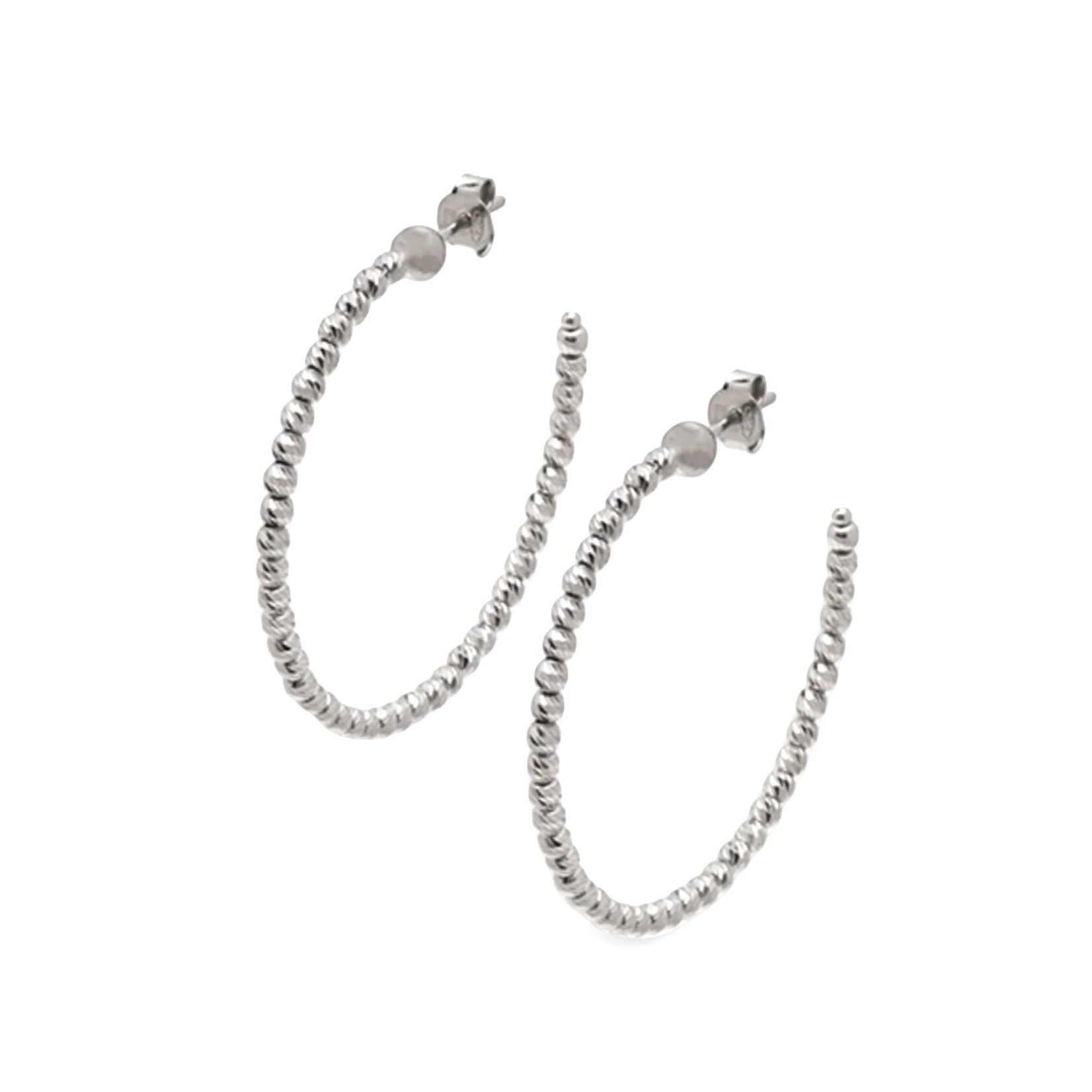 Sterling Silver Large Slash Italia Hoop Earrings