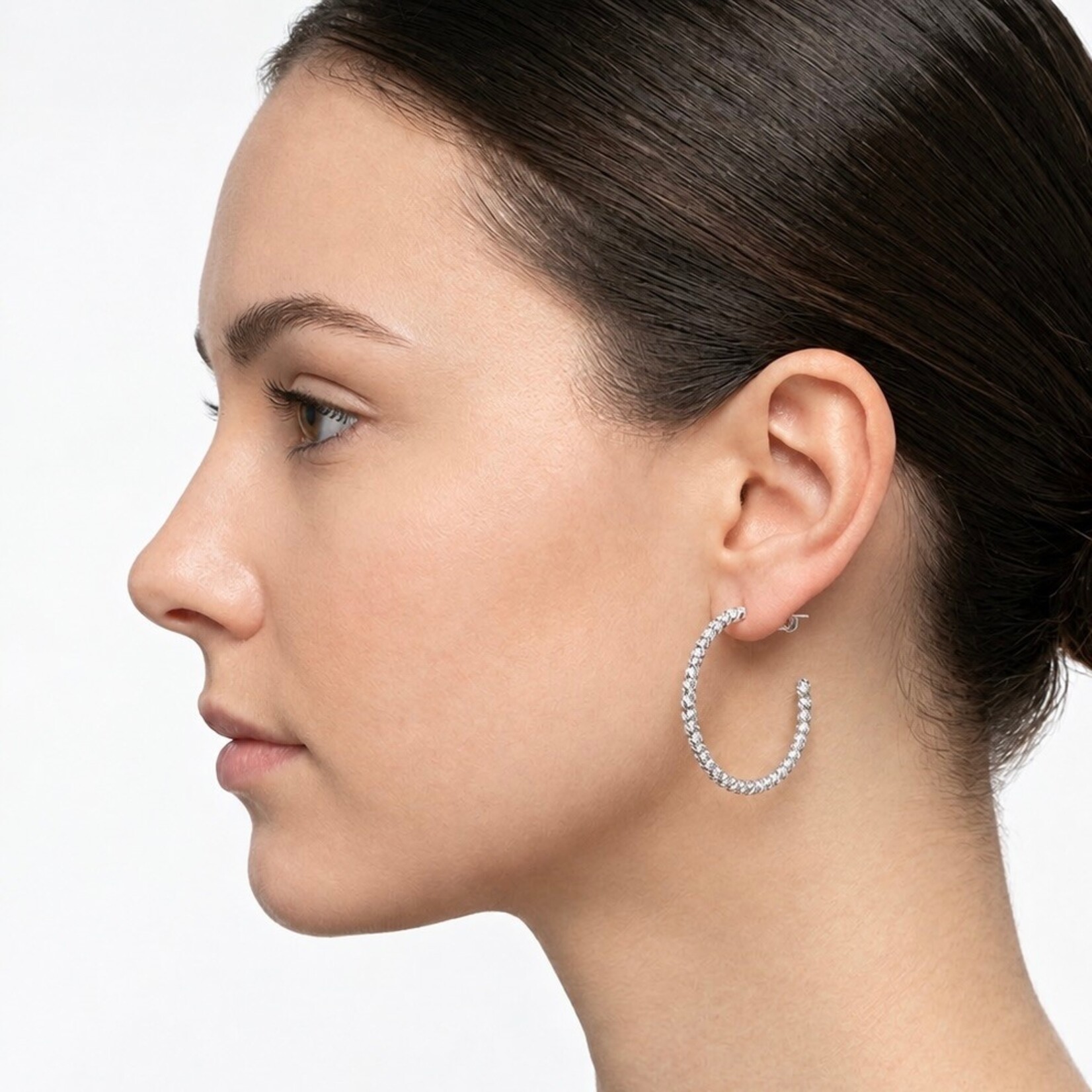 Sterling Silver Large Slash Italia Hoop Earrings