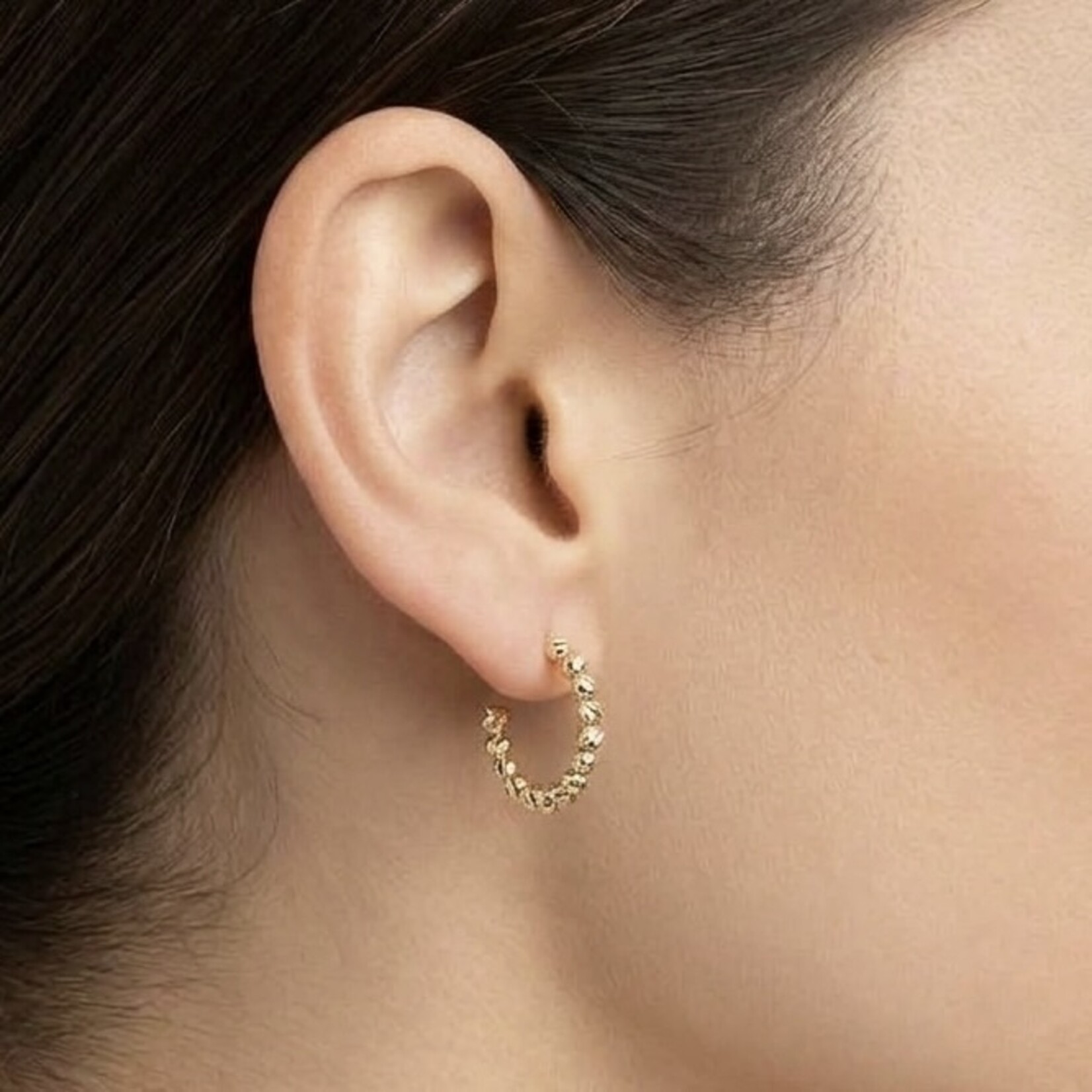 Sterling Silver & 18K Yellow Gold Overlay Small Slash Italia Hoop Earrings