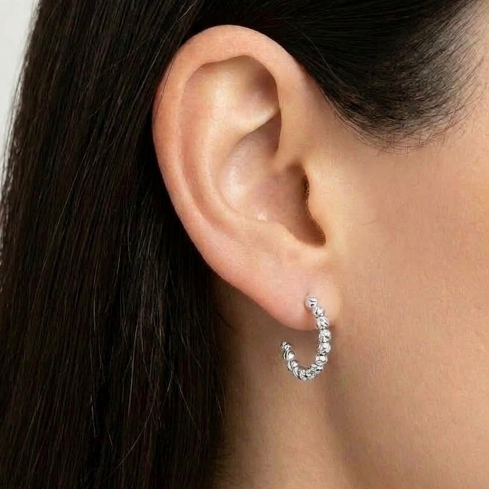 Sterling Silver Small Slash Italia Hoop Earrings