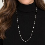 Sterling Silver Oval Moon Station Italia Long Layer Necklace