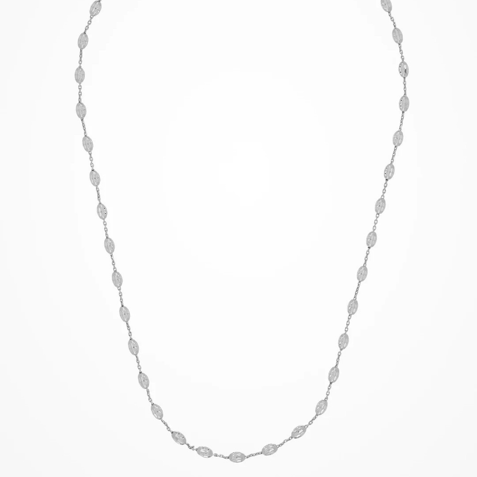 Sterling Silver Oval Moon Station Italia Long Layer Necklace