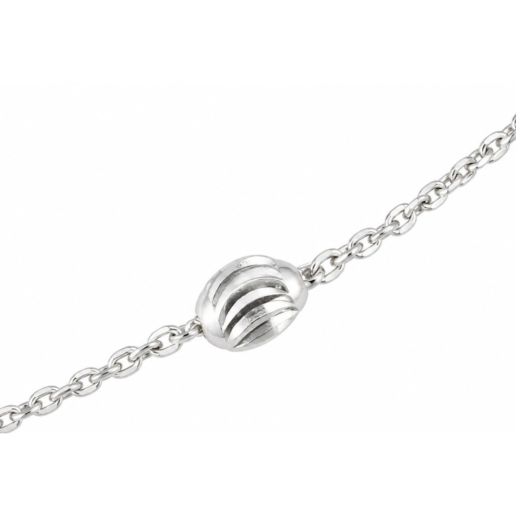 Sterling Silver Oval Moon Station Italia Long Layer Necklace