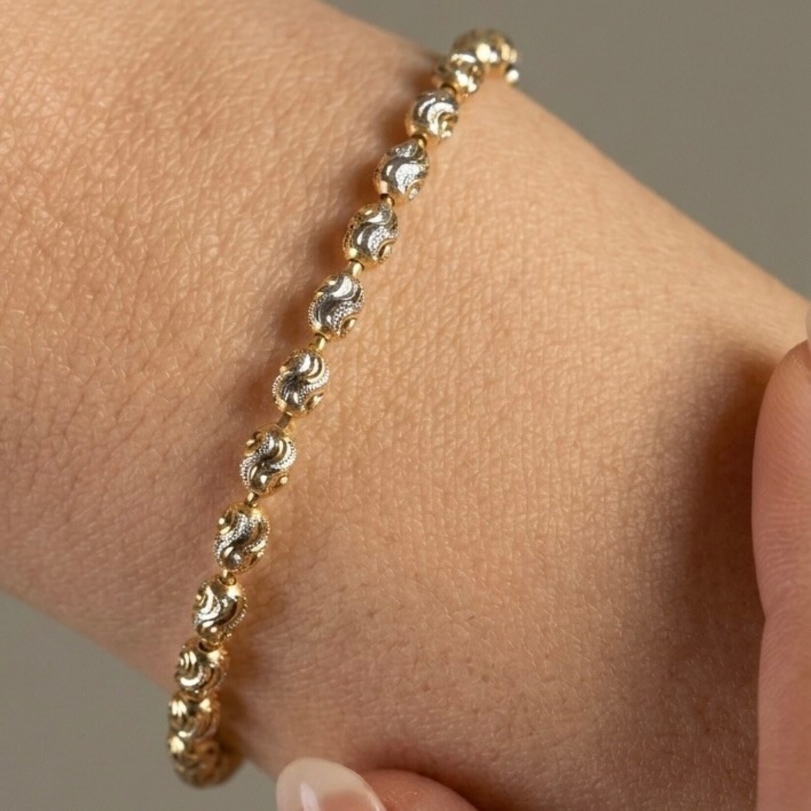 Sterling Silver & 18K Two Tone Overlay Rice Italia Bracelet