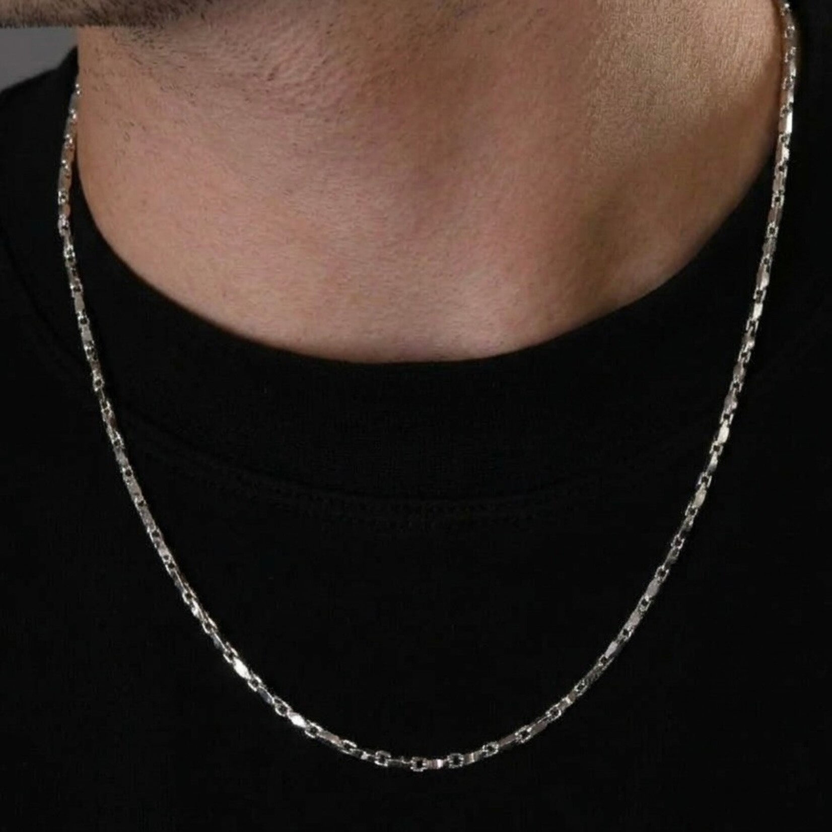 Sterling Silver Geo Link Necklace