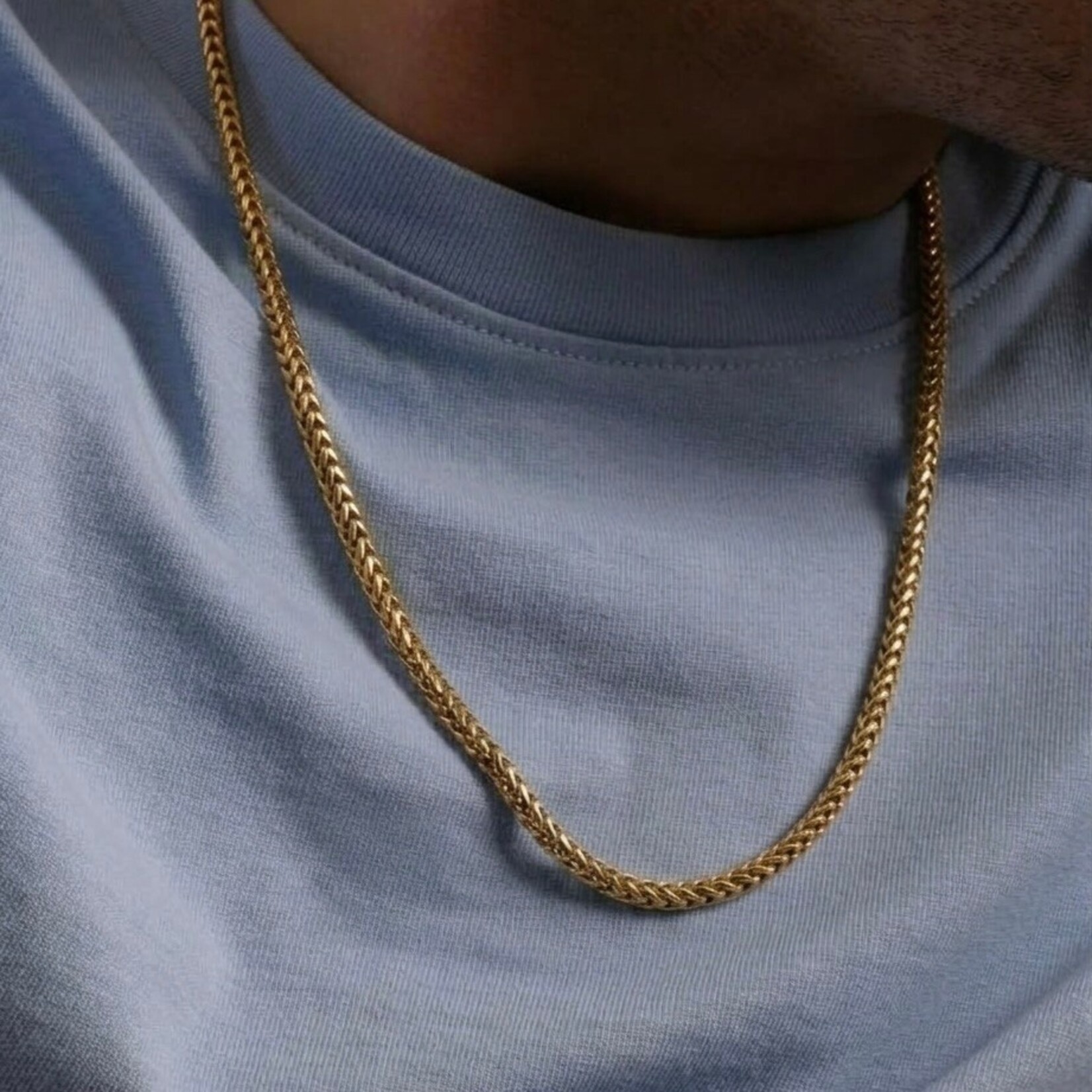 Sterling Silver & 18K Yellow Gold Overlay Fishbone Link Necklace