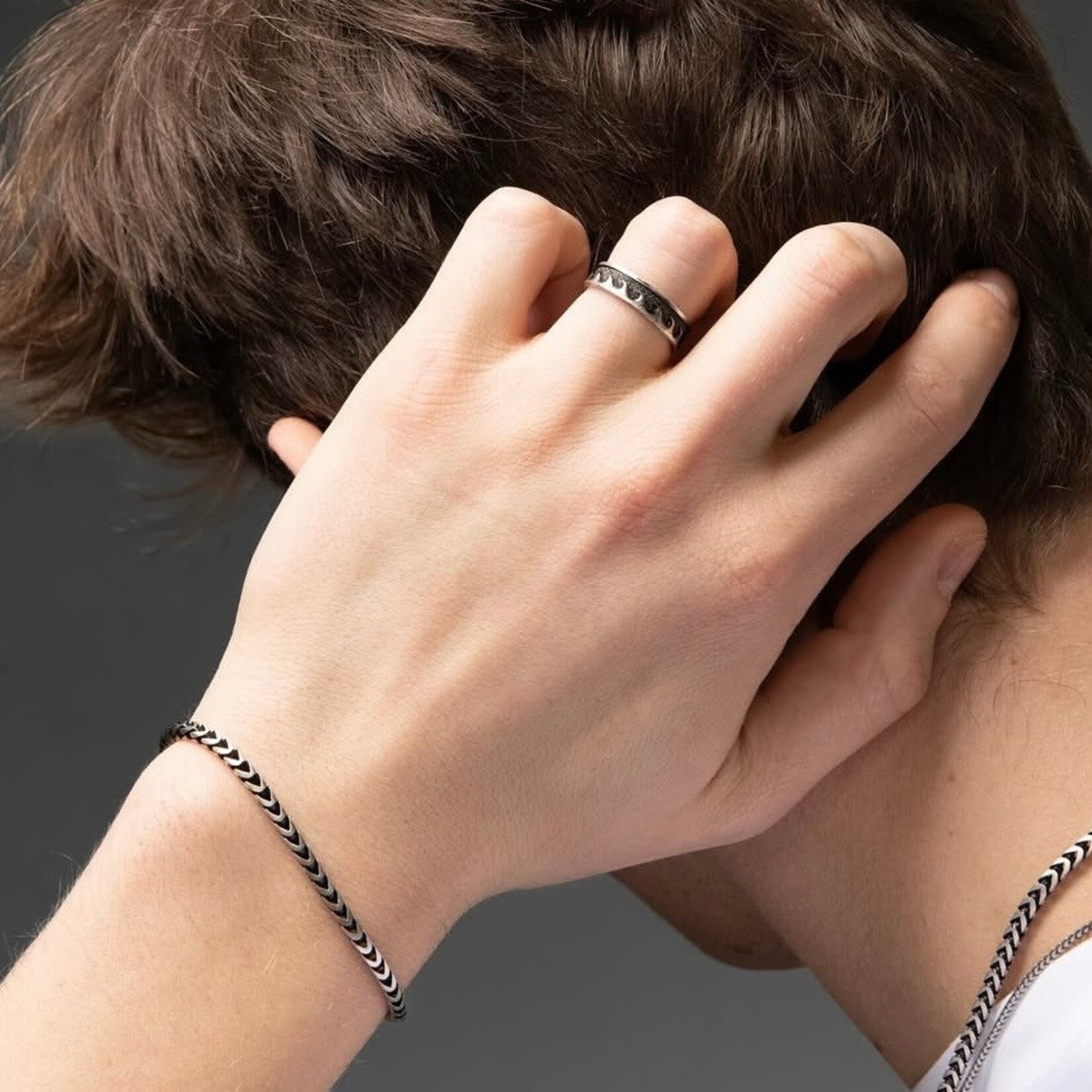 Sterling Silver Oxidized Fishbone Link Bracelet