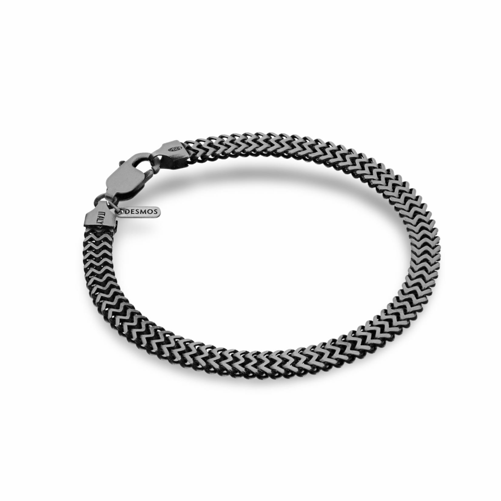 Sterling Silver Oxidized Flat Rail Link Bracelet