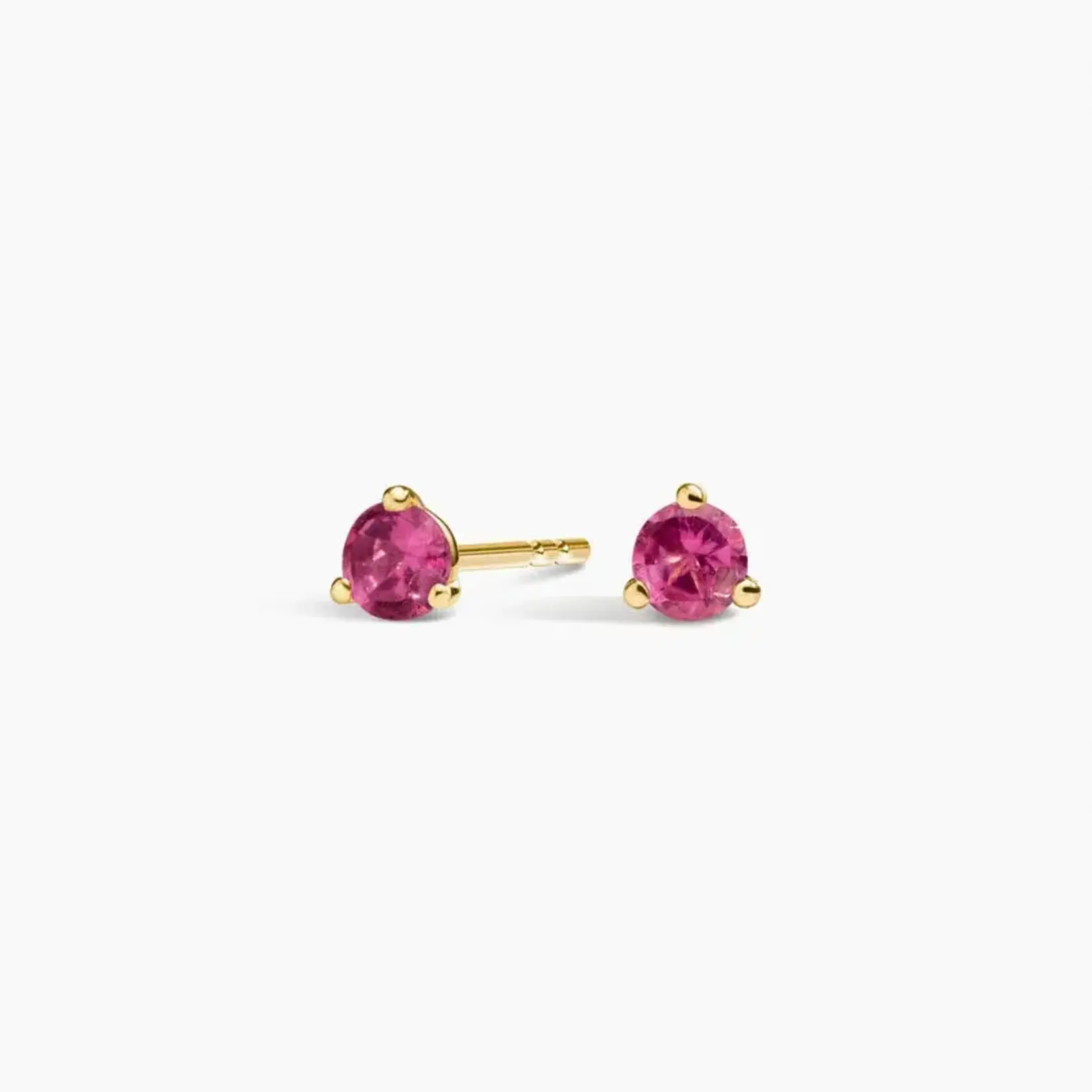 14K Yellow Gold Pink Tourmaline Stud Earrings