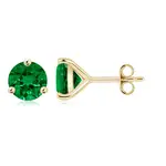 14K Yellow Gold Green Tsavorite Stud Earrings