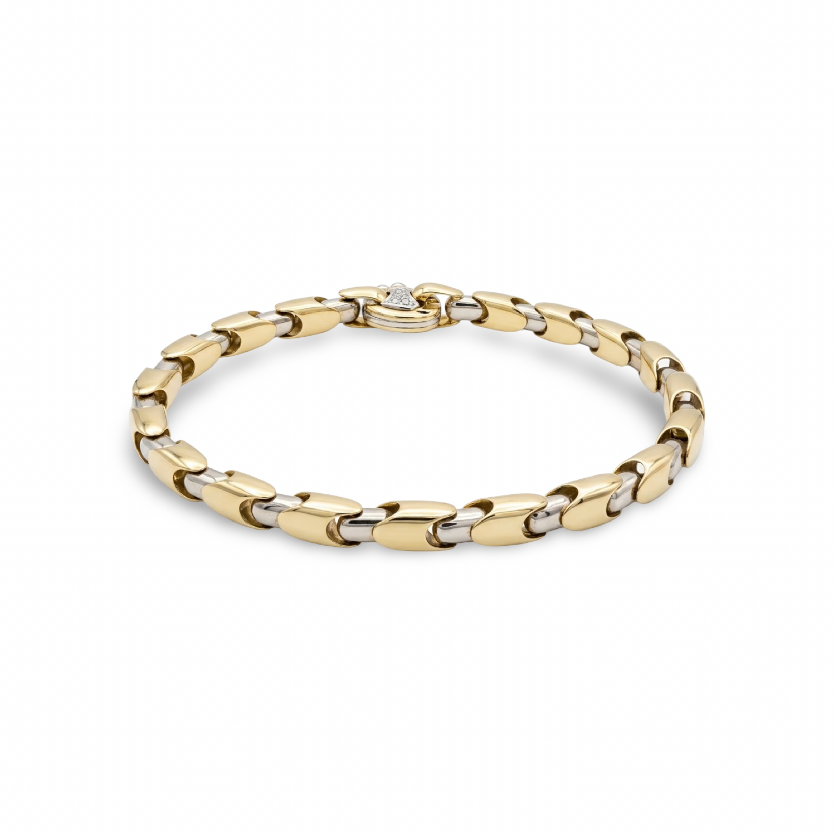 18K Yellow & White Gold Gents Sphere Link Bracelet