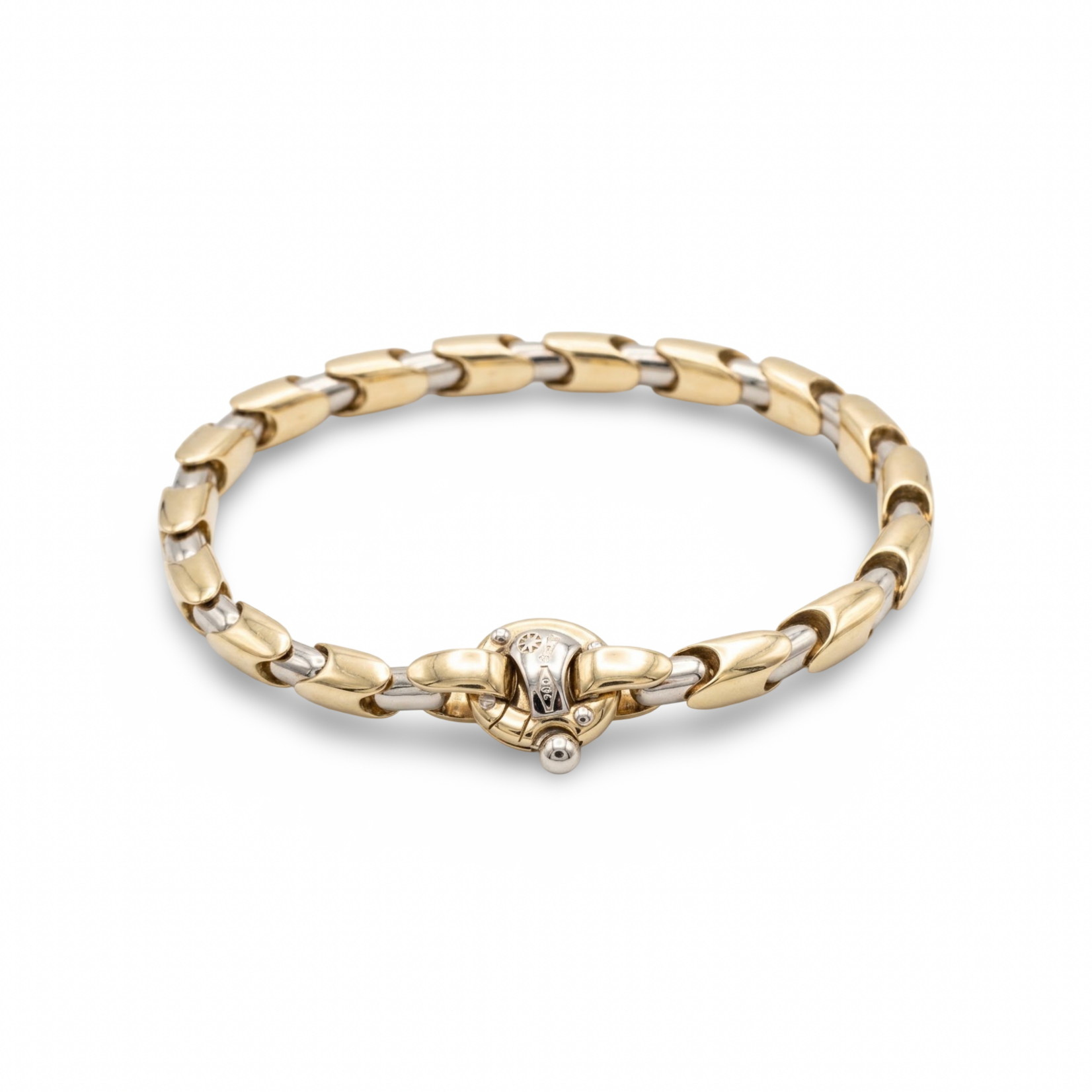 18K Yellow & White Gold Gents Sphere Link Bracelet
