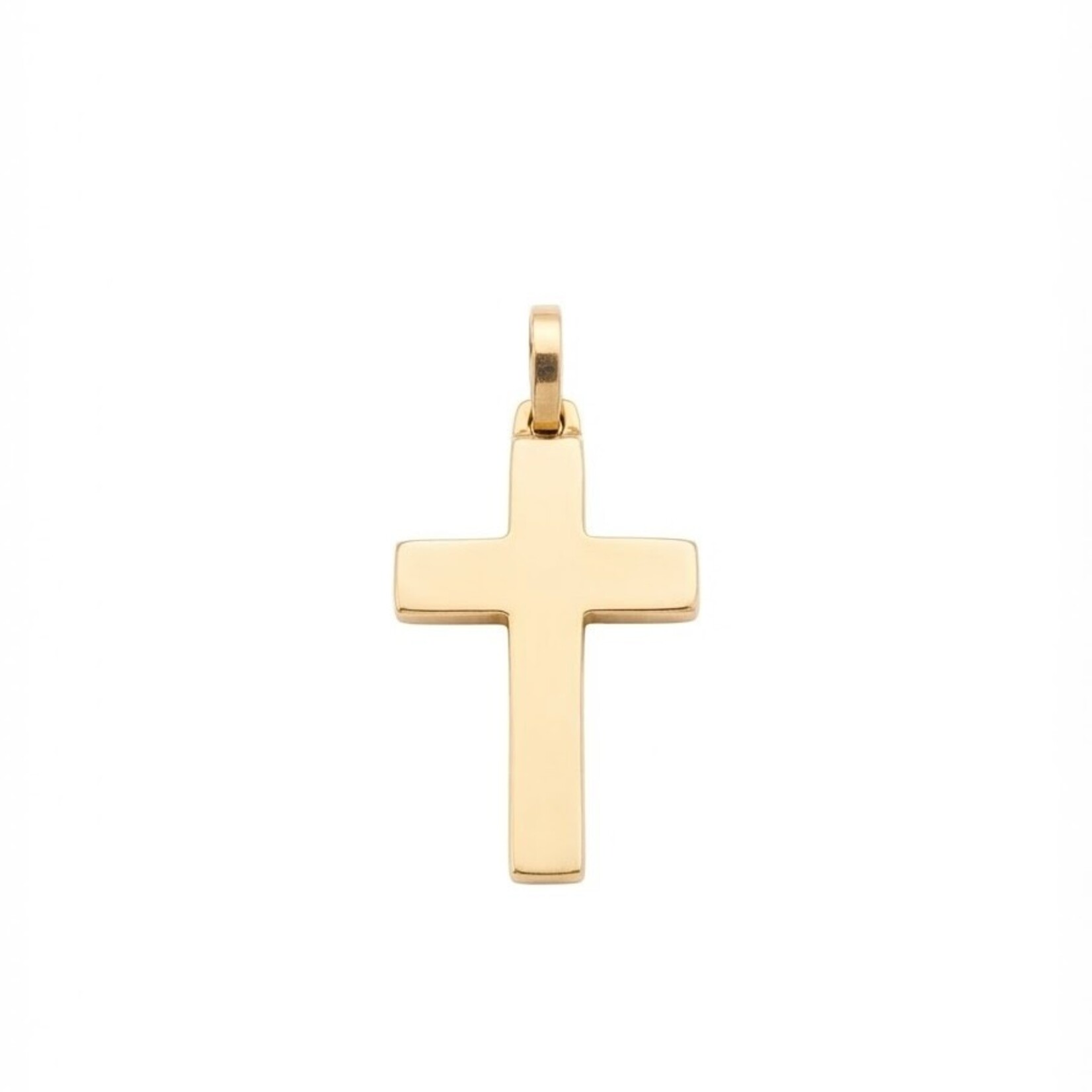 14K Yellow Gold Solid Plain Polished Cross