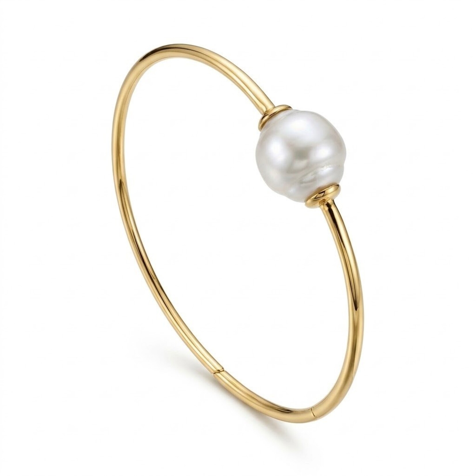 18K Yellow Gold South Sea Pearl Bangle