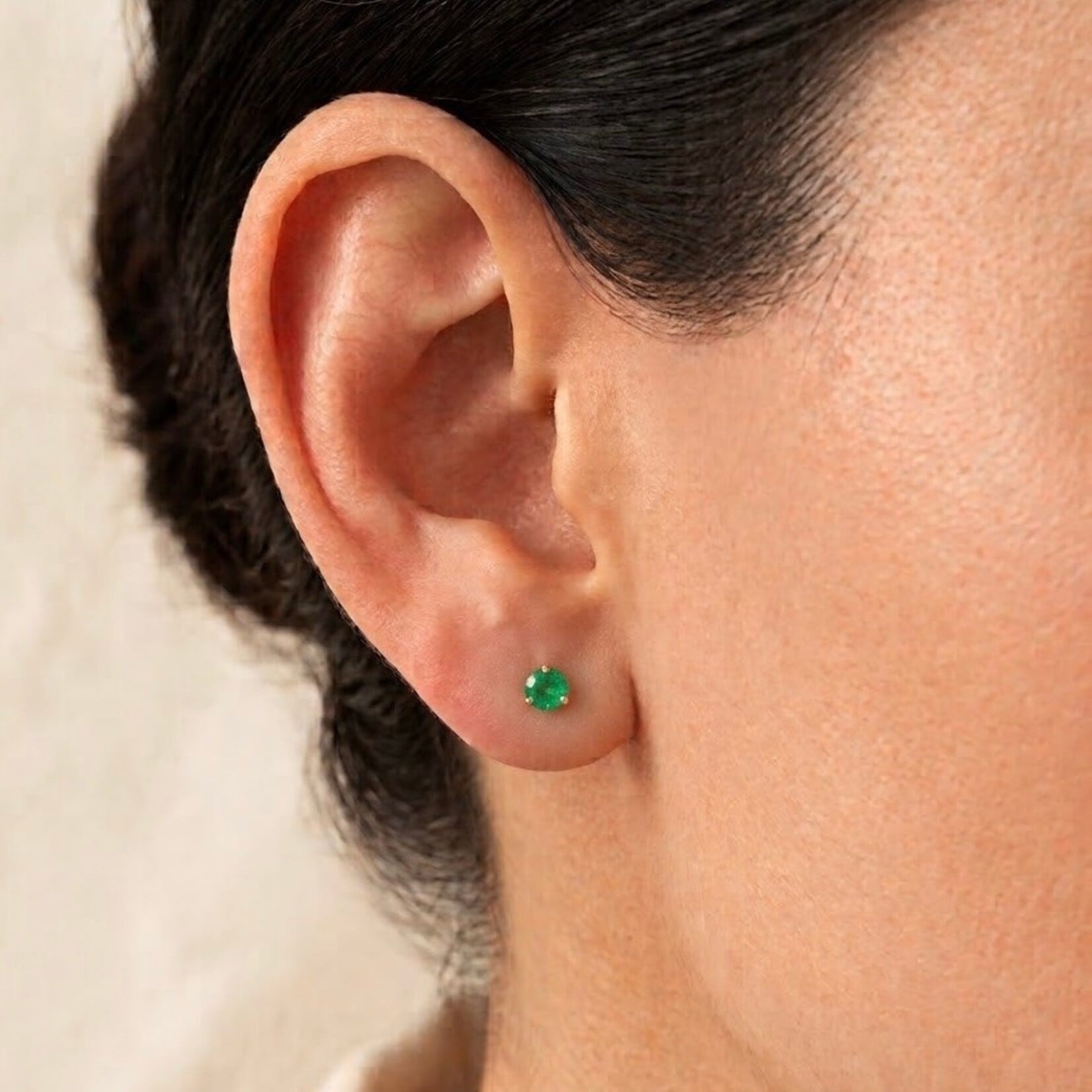 14K Yellow Gold Green Tsavorite Stud Earrings