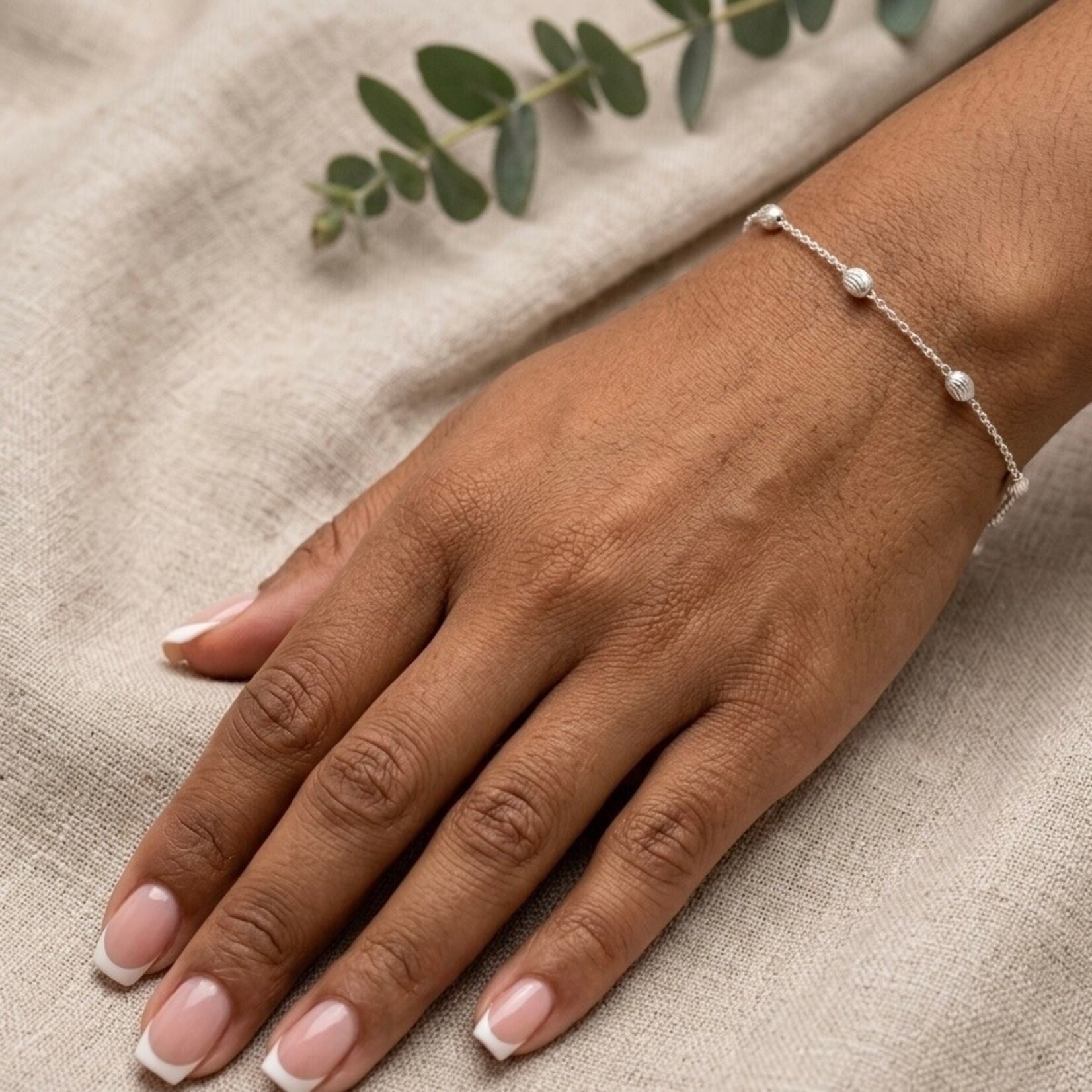 Sterling Silver Oval Moon Station Italia Bracelet