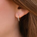 18K Yellow Gold Petite Diamond V Huggie Earrrings
