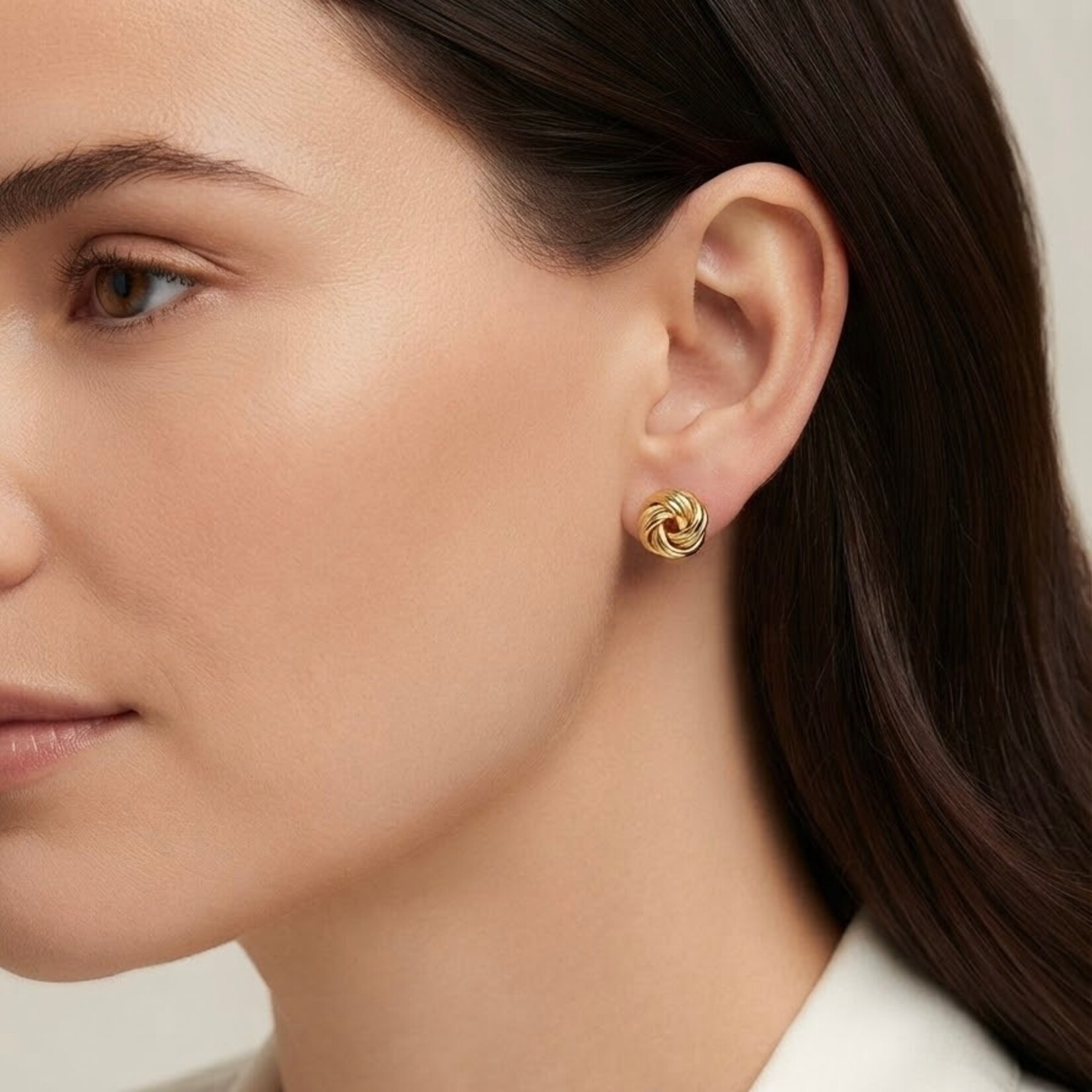 14K Yellow Gold Twisted Love Knot Stud Earrings