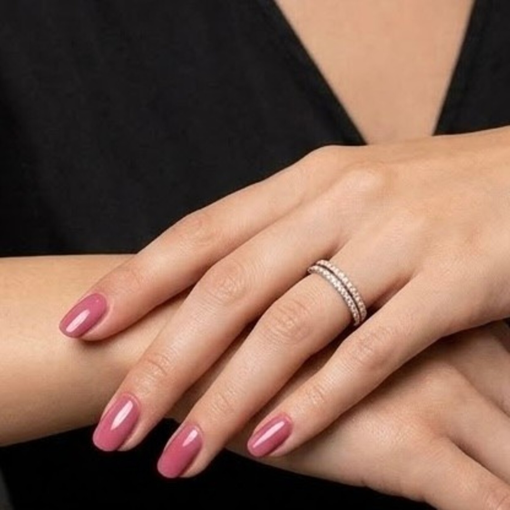 10K Rose & White Gold Diamond Band Set