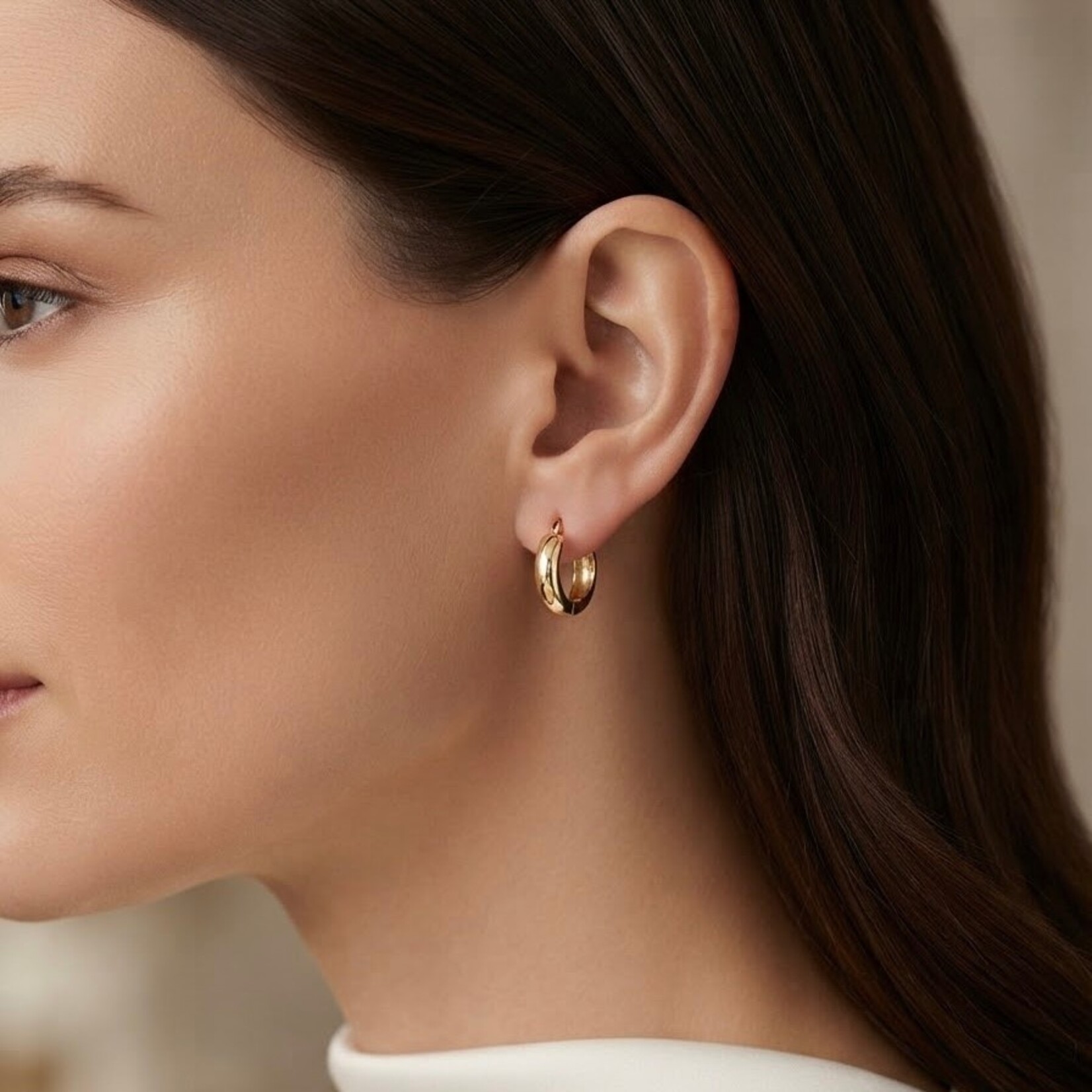 14K Yellow Gold Small Domed Huggie Earrings