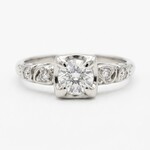 14K White Gold Illusion Set Antique Diamond Ring