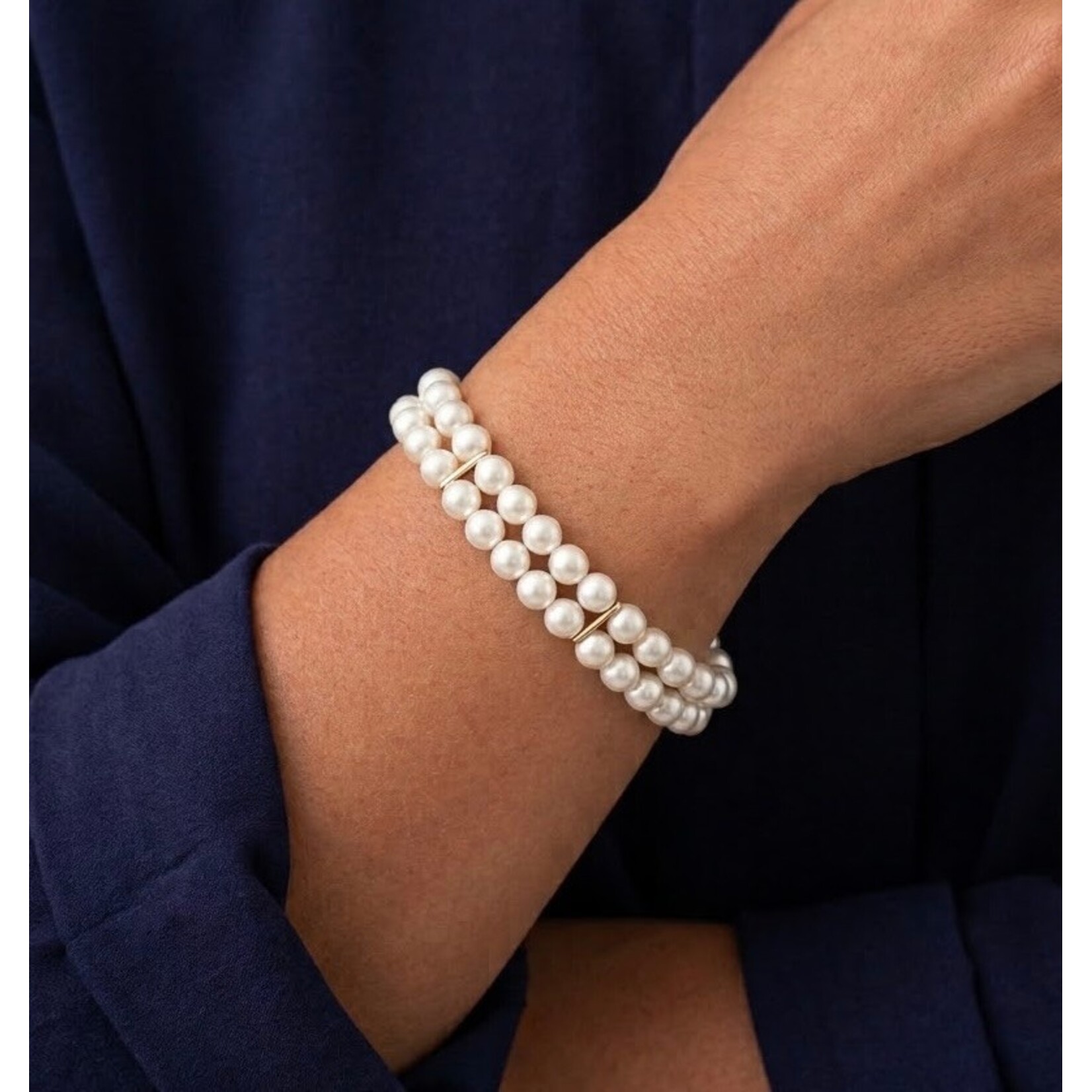 14K Yellow Gold Double Strand Akoya Pearl Bracelet