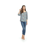Papillon Floral Over the Shoulder 3/4 Sleeve Top