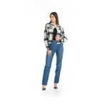 Papillon Plaid cropped jacket with patch