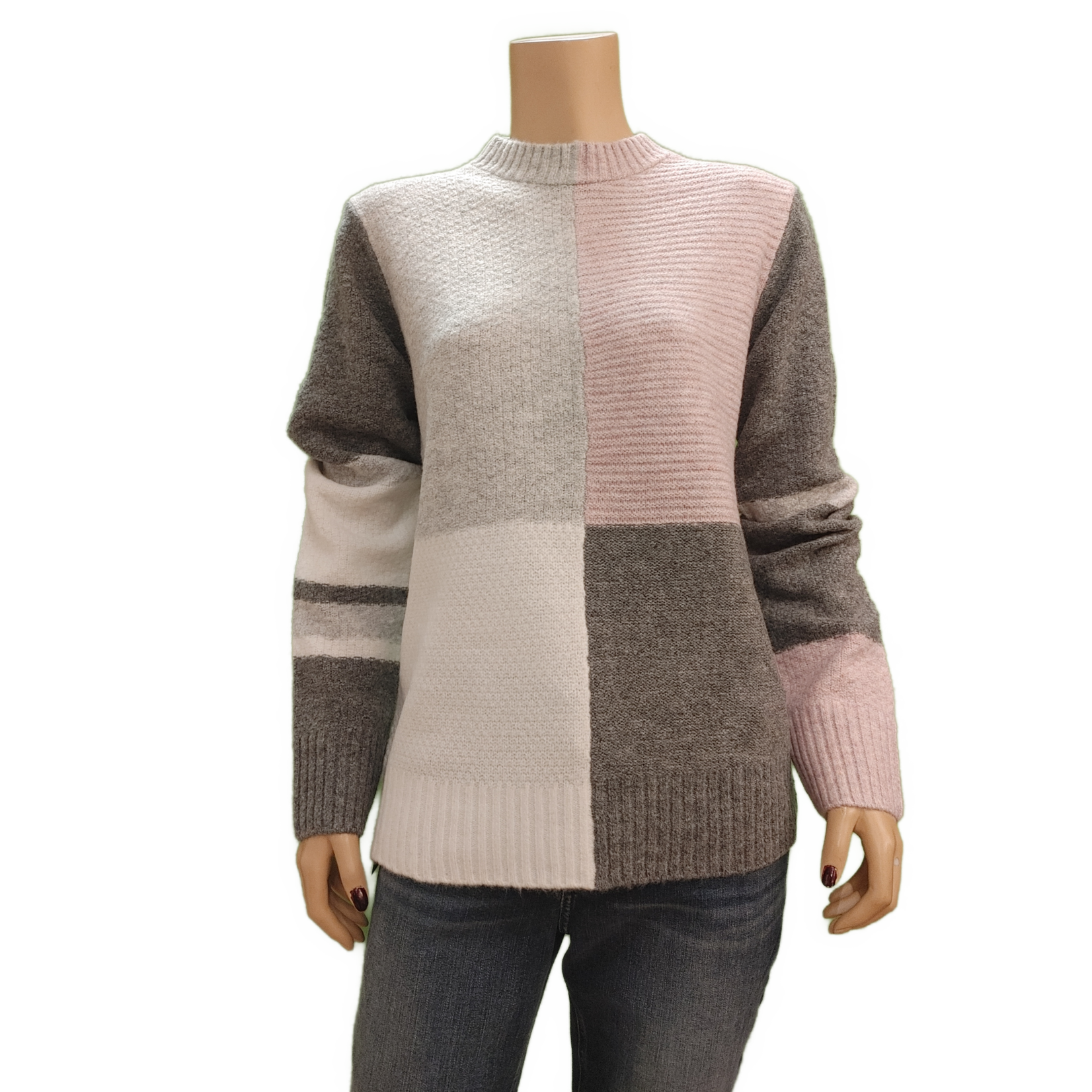 Point Zero Crew neck color block sweater