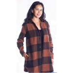 Buffalo check long sleeve button front shirt jacket with pockets