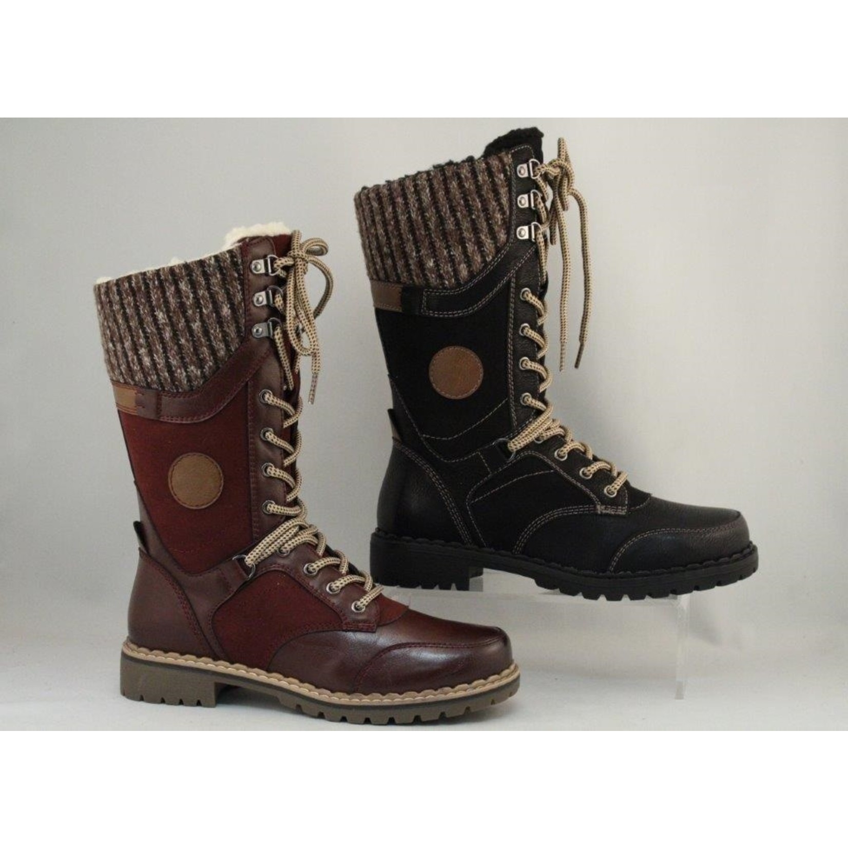 Lace up winter boot with side zip