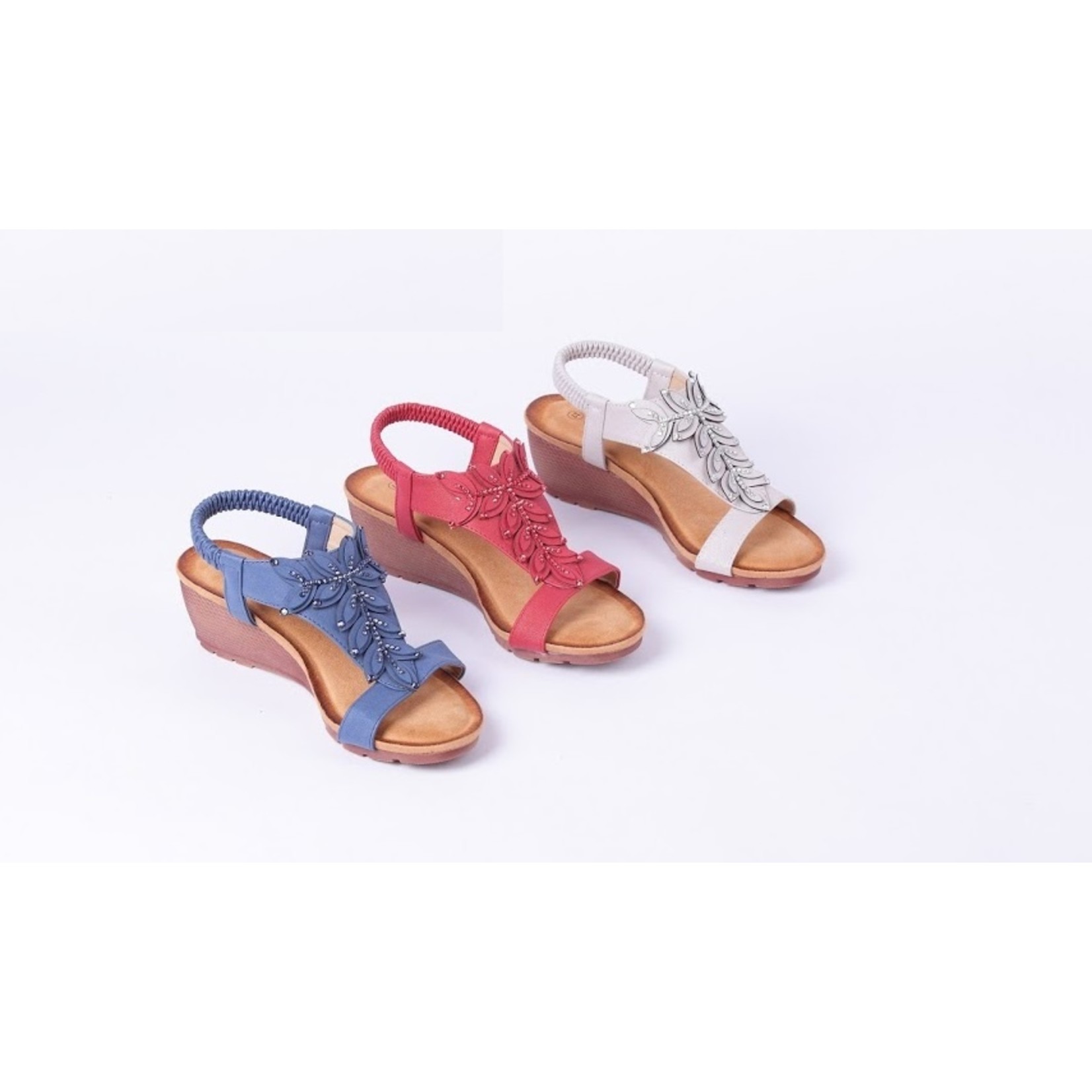 JJ JJ wedge sandal with strap around ankle for support, sandals