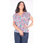 Isca V-neck print top with shoulder draw string