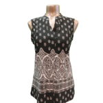 V-neck sleeveless print blouse