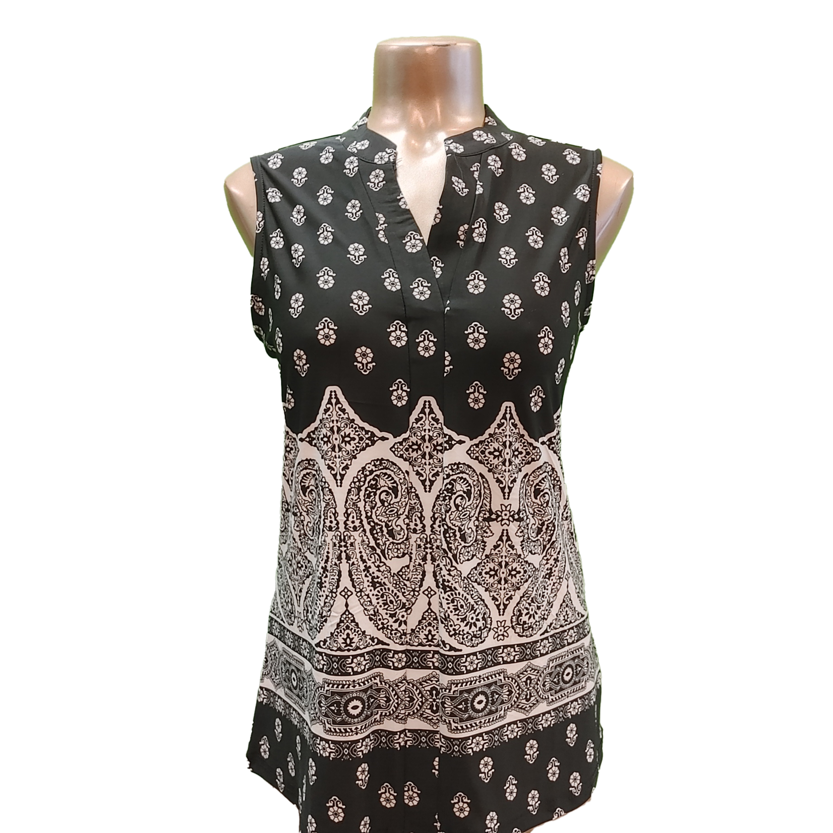 Fiori v-neck sleeveless print blouse