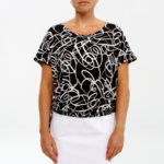 Devia Cap sleeve top with ties on bottom and elastic at waist