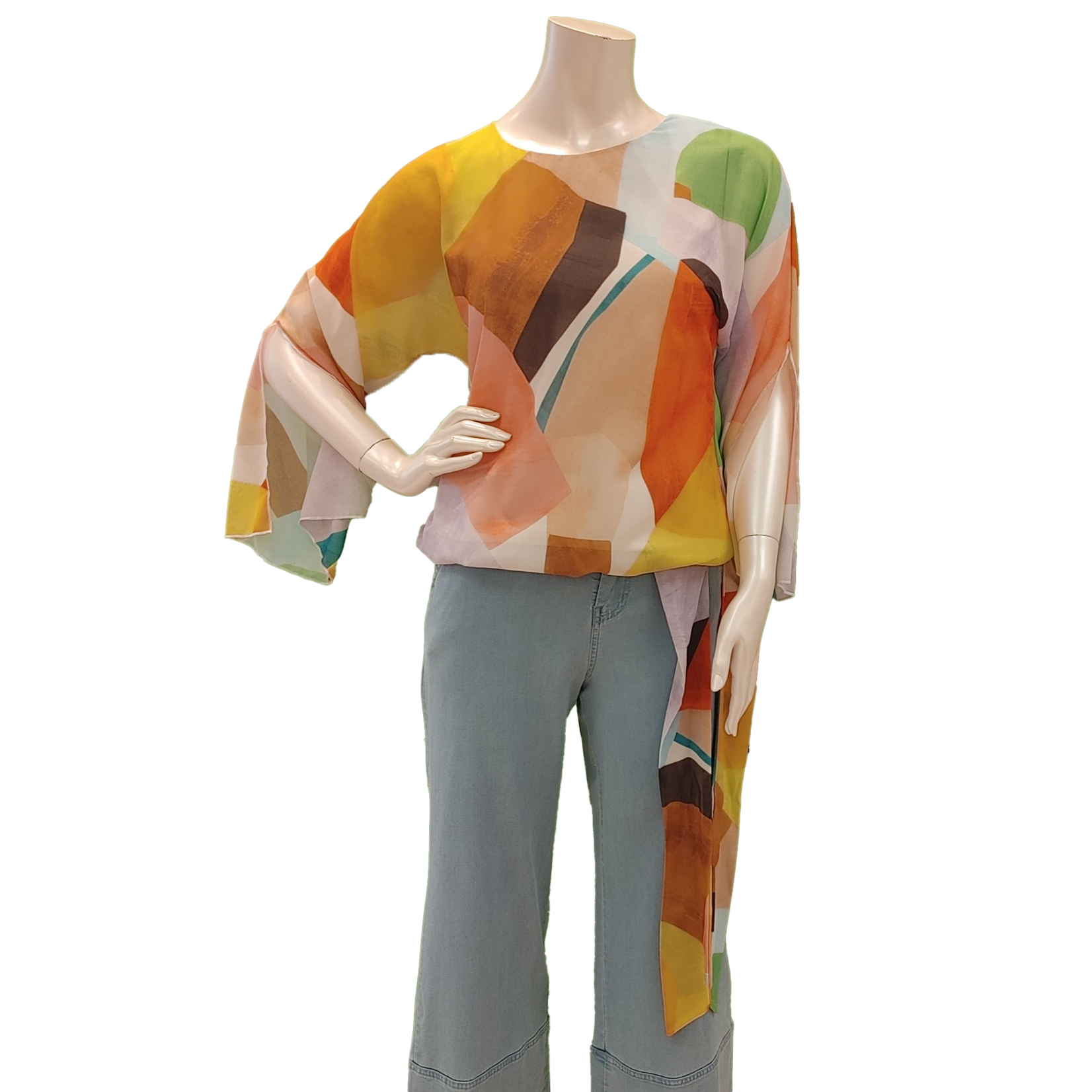 3/4 sleeve print blouse with tie bottom,  blouses, shirt, top