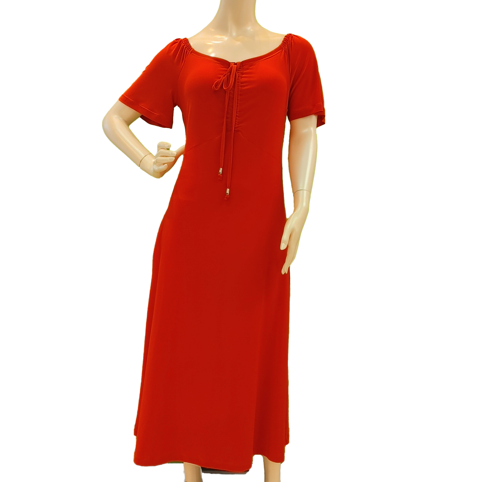 Artex short sleeve dress with rouching and tie front
