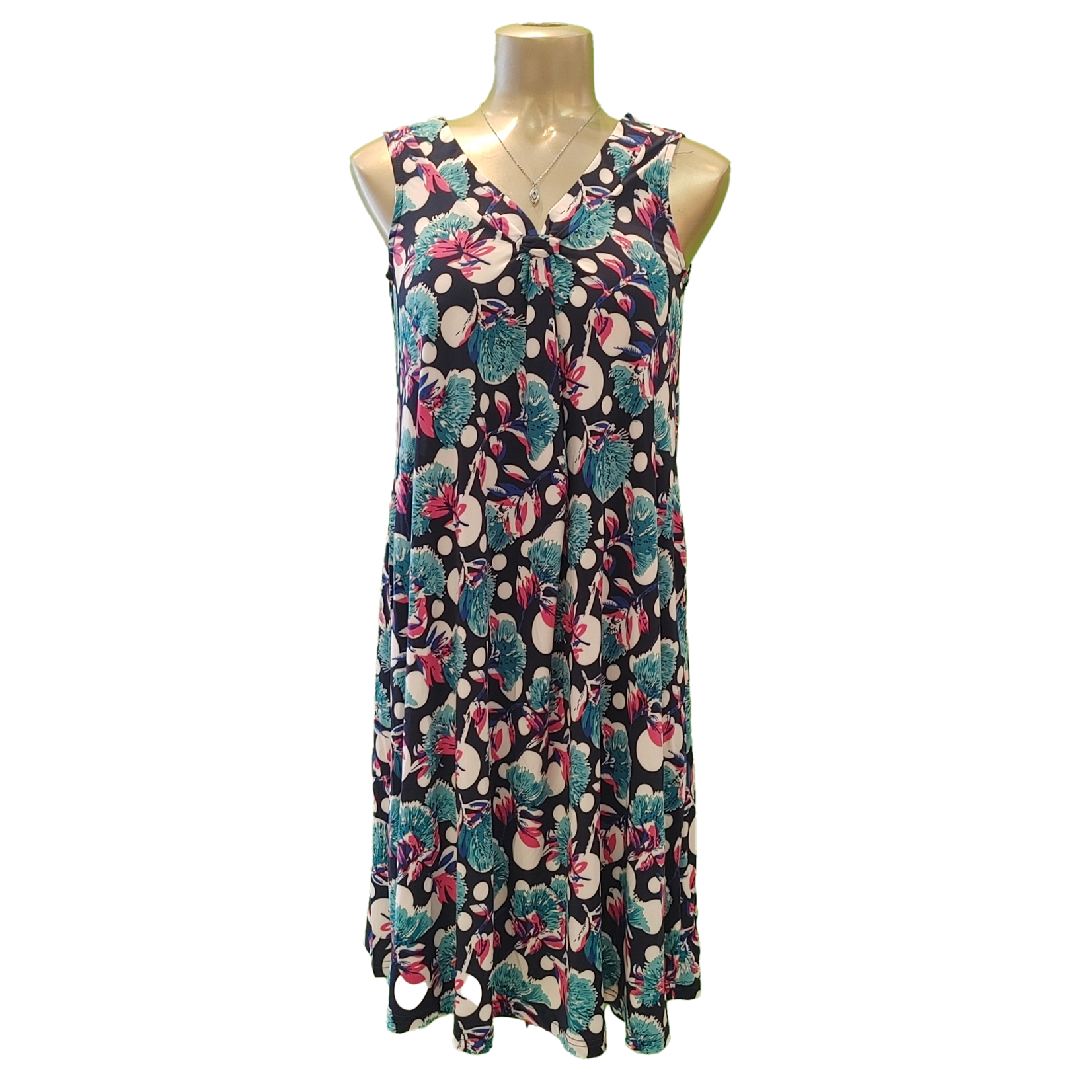 Sleeveless v-neck printed dress