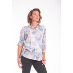 3/4 sleeve print button shirt with collar