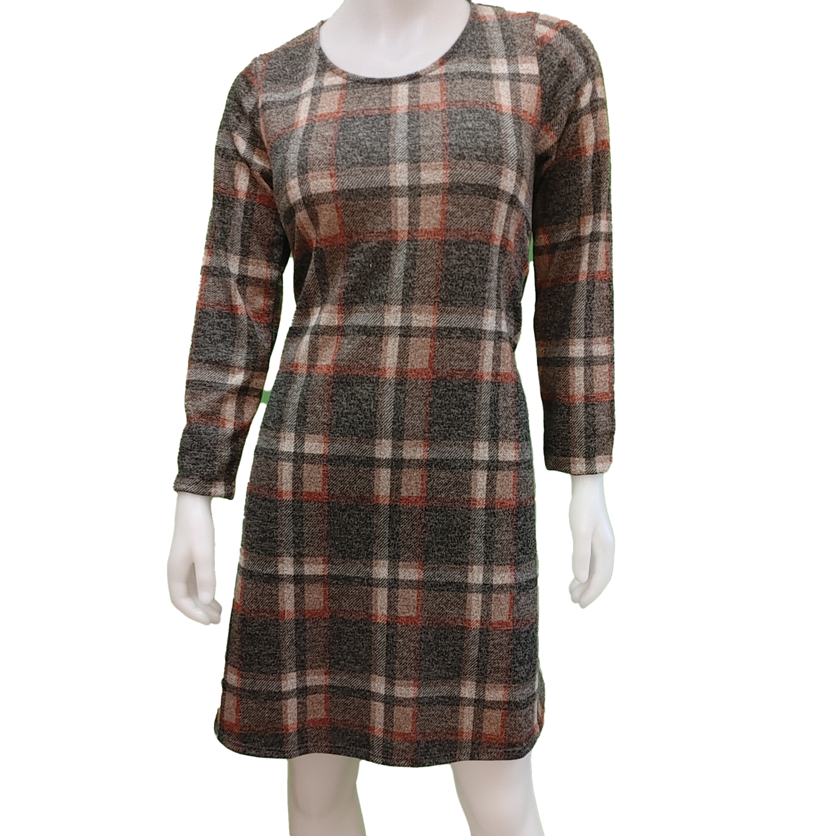 Papillon Papillon brushed plaid A-line sweater dress with pockets, aline