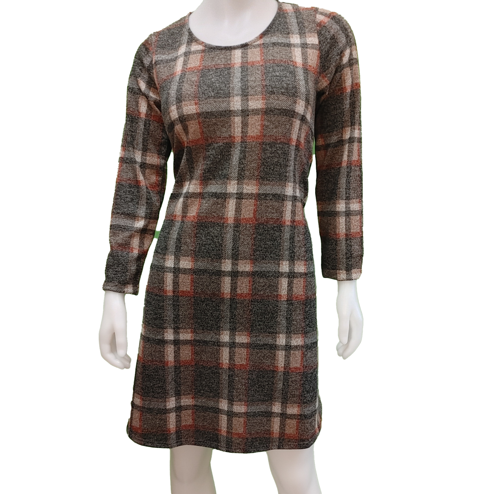 Papillon Papillon brushed plaid Aline sweater dress with pockets