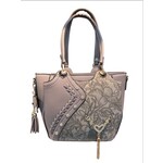 temptation Large top zip tote with heart tassel