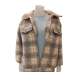 Zip plaid jacket with faux front buttons